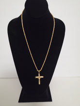 Load image into Gallery viewer, 18K Gold Plated 24" Long Twisted Rope Necklace with Cross Pendant
