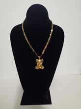 Load image into Gallery viewer, 18K Gold Plated Blade Necklace with Big Teddy Bear
