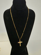 Load image into Gallery viewer, 18K Gold Plated 24" Thinny Blade and Carpet Necklace with Cross Pendant
