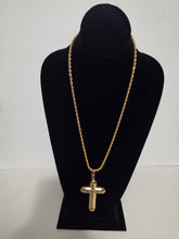 Load image into Gallery viewer, 18K Gold Plated Twisted Rope 24" Necklace with Cross Pendant
