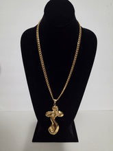 Load image into Gallery viewer, 18K Gold Plated 24" Long Cuban Necklace with Bold Cross
