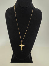 Load image into Gallery viewer, 18K Gold Plated Simple 24" Long Blade Necklace with Cross Pendant
