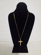 Load image into Gallery viewer, 18K Gold Plated Simple 24" Long Razor Blade Necklace with Cross Pendant
