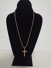 Load image into Gallery viewer, 18K Gold Plated Simple 24" Thinny Twisted Rope Necklace with Cross Pendant
