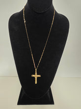 Load image into Gallery viewer, 18K Gold Plated Simple 24" Long Blade Necklace with Cross Pendant
