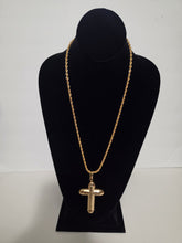 Load image into Gallery viewer, 18K Gold Plated Twisted Rope 24" Necklace with Cross Pendant
