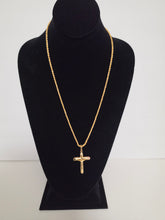 Load image into Gallery viewer, 18K Gold Plated 24" Long Twisted Rope Necklace with Cross Pendant
