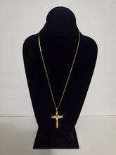 Load image into Gallery viewer, 18K Gold Plated Simple 24" Long Razor Blade Necklace with Cross Pendant
