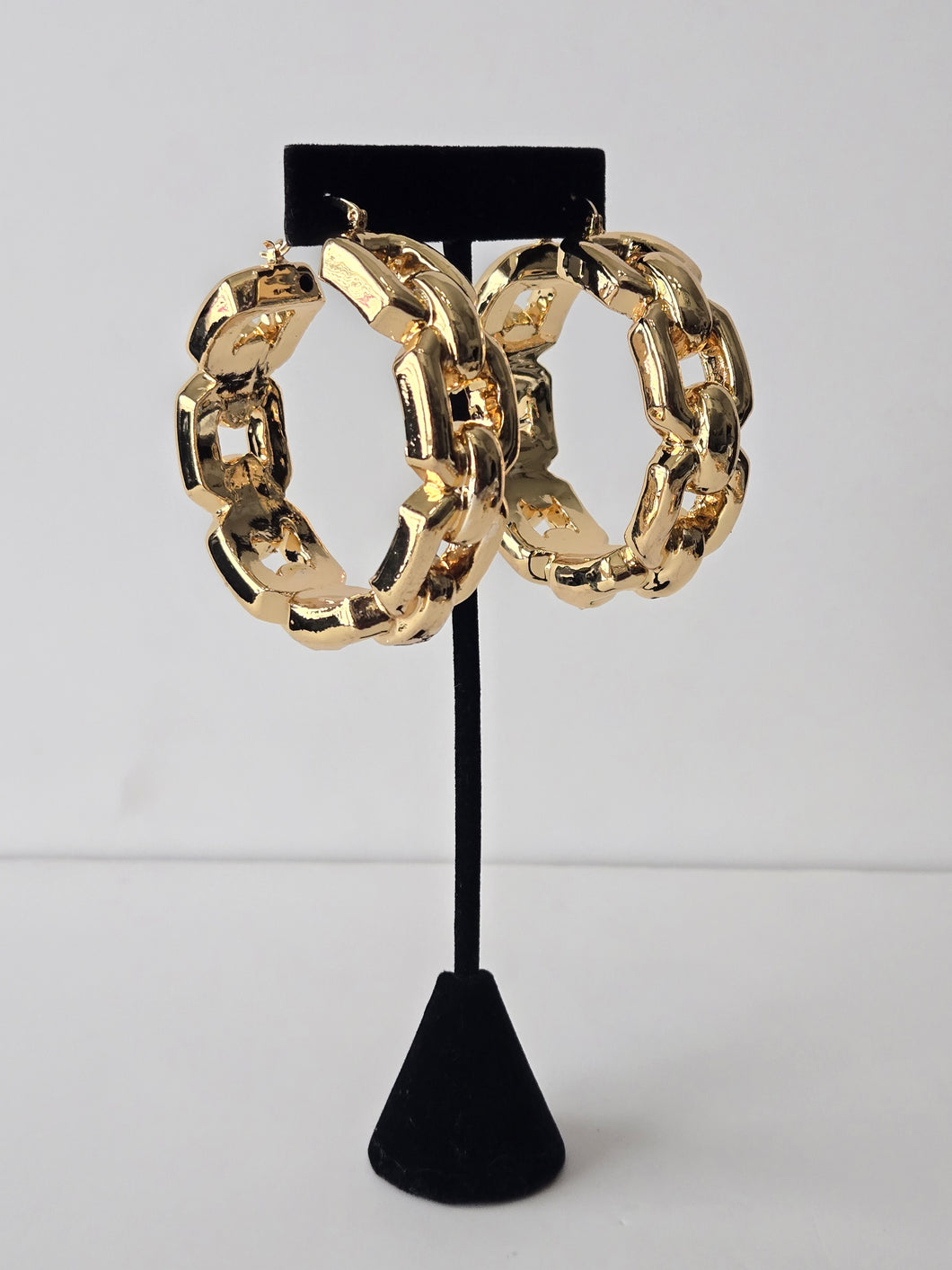 18K Gold Plated Bold Chain Hoop Earring