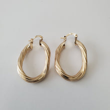 Load image into Gallery viewer, 18K BRAZILIAN GOLD PLATED TWISTED HOOP EARRINGS
