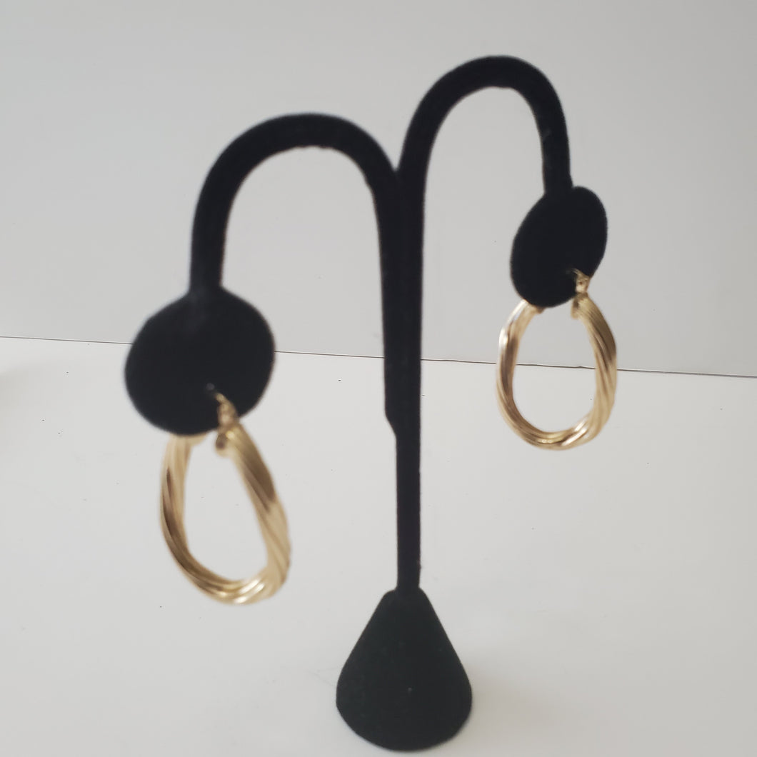 18K BRAZILIAN GOLD PLATED TWISTED HOOP EARRINGS