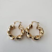 Load image into Gallery viewer, 18K BRAZILIAN GOLD PLATED TWISTED HOOP EARRINGS
