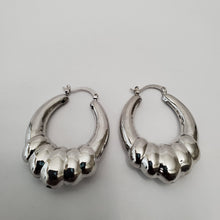 Load image into Gallery viewer, 18K ITALIAN WHITE GOLD PLATED BIG CHUNKY HOOP EARRINGS
