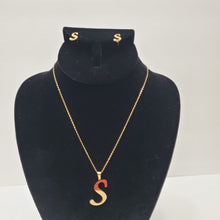 Load image into Gallery viewer, 18K GOLD PLATED ALPHABET S EARRING AND PENDANT SET
