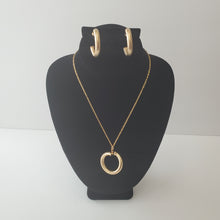 Load image into Gallery viewer, 18K GOLD PLATED CURVED HOOP EARRING AND PENDANT SET
