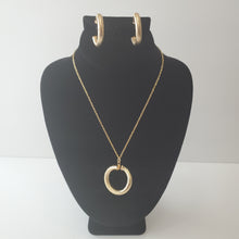 Load image into Gallery viewer, 18K GOLD PLATED CURVED HOOP EARRING AND PENDANT SET
