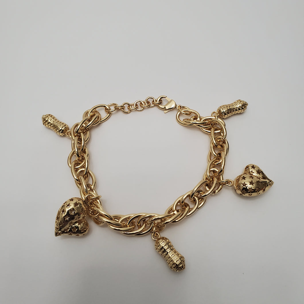 18K GOLD PLATED HEART CHARM BRACELET