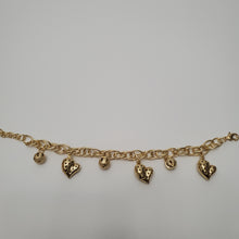 Load image into Gallery viewer, 18K GOLD PLATED HEART &amp; BALL CHARM BRACELET
