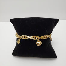 Load image into Gallery viewer, 18K GOLD PLATED HEART &amp; ROSE CHARM BRACELET
