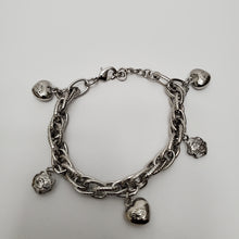 Load image into Gallery viewer, 18K WHITE GOLD PLATED HEART &amp; ROSE CHARM BRACELET
