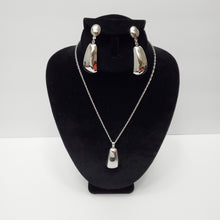 Load image into Gallery viewer, 18K WHITE GOLD PLATED DROP EARRING, NECKLACE &amp; PENDANT SET
