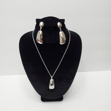 Load image into Gallery viewer, 18K WHITE GOLD PLATED DROP EARRING, NECKLACE &amp; PENDANT SET
