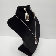 Load image into Gallery viewer, 18K WHITE GOLD PLATED DROP EARRING, NECKLACE &amp; PENDANT SET
