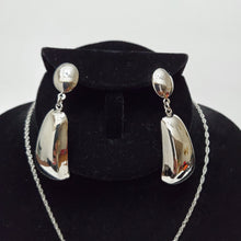 Load image into Gallery viewer, 18K WHITE GOLD PLATED DROP EARRING, NECKLACE &amp; PENDANT SET
