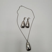 Load image into Gallery viewer, 18K WHITE GOLD PLATED DROP EARRING, NECKLACE &amp; PENDANT SET
