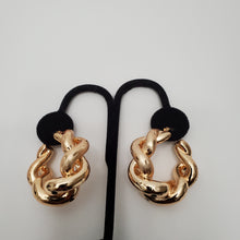 Load image into Gallery viewer, 18K ROSE GOLD PLATED TWISTED CHUNKY HOOP EARRINGS
