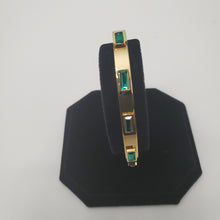 Load image into Gallery viewer, 18K GOLD PLATED STAINLESS STEEL BANGLE WITH GREEN STONE
