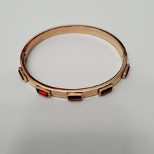 Load image into Gallery viewer, 18K RED GOLD PLATED STAINLESS STEEL BANGLE WITH RED STONE
