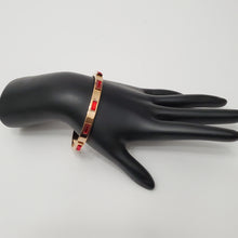 Load image into Gallery viewer, 18K RED GOLD PLATED STAINLESS STEEL BANGLE WITH RED STONE
