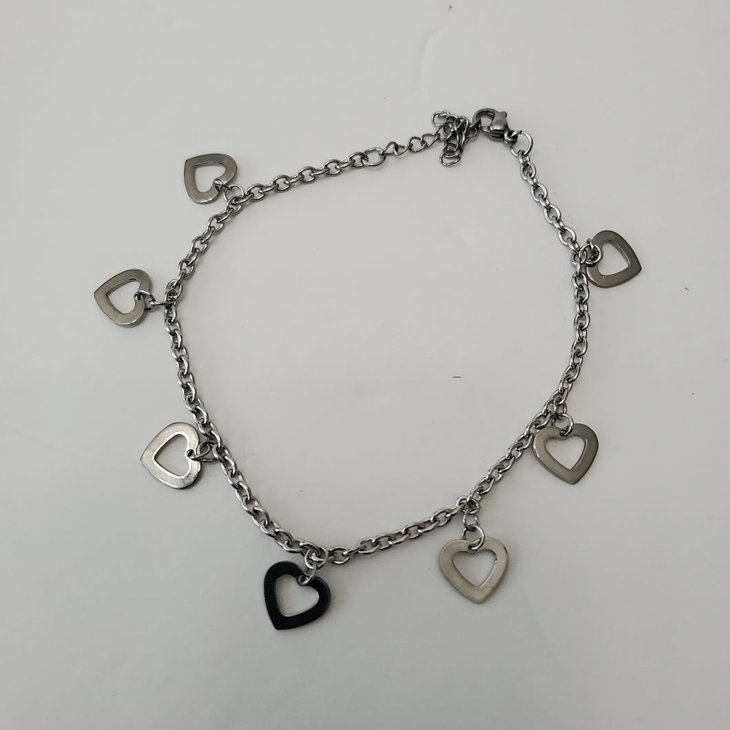 STAINLESS STEEL SLIVER OPEN HEART ANKLET