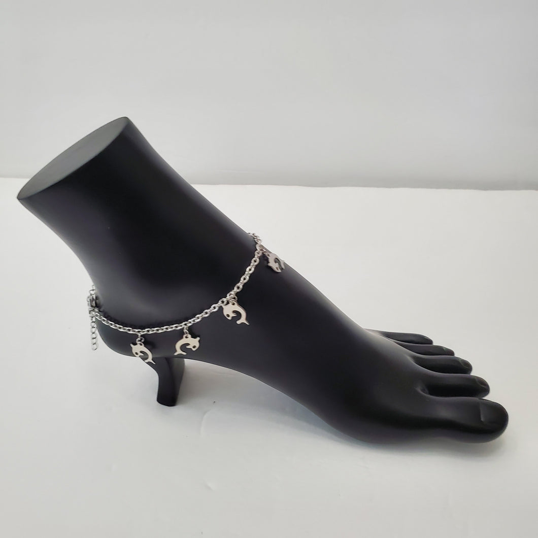 STAINLESS STEEL SLIVER DOLPHIN  ANKLET