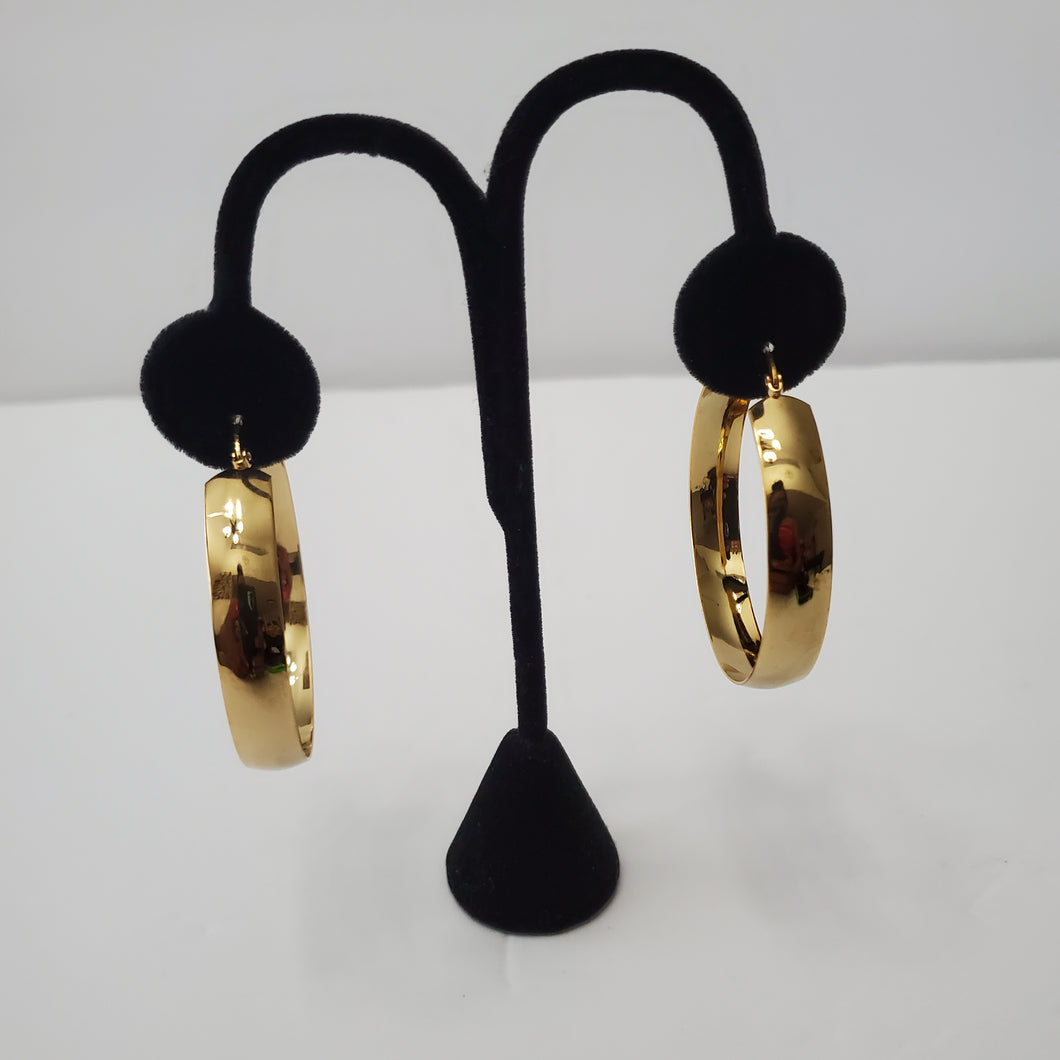 18K GOLD PLATED STAINLESS STEEL LARGE HOOP EARRINGS