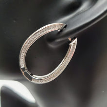 Load image into Gallery viewer, 18K WHITE GOLD PLATED CZ HOOP EARRING
