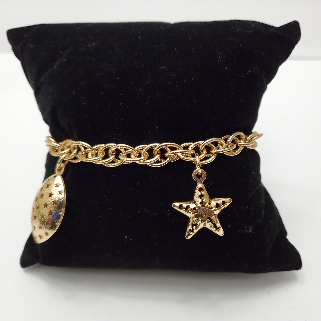 18K ITALIAN GOLD PLATED STAR CHARM  BRACELET