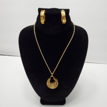 Load image into Gallery viewer, 18K GOLD PLATED HOOP EARRING NECKLACE AND PENDANT SET
