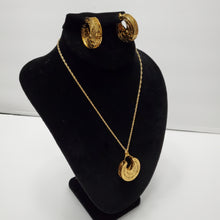 Load image into Gallery viewer, 18K GOLD PLATED HOOP EARRING NECKLACE AND PENDANT SET
