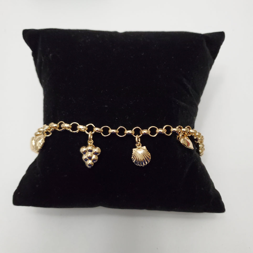 18K ITALIAN GOLD PLATED SMALL CHARM BRACELET