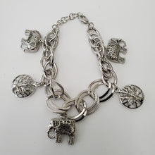 Load image into Gallery viewer, 18K ITALIAN WHITE GOLD PLATED ELEPHANT CHARM  BRACELET
