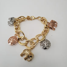 Load image into Gallery viewer, 18K ITALIAN GOLD PLATED 3 TONE BALL AND ELEPHANT BALL BRACELET
