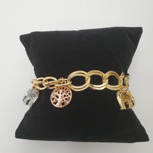 Load image into Gallery viewer, 18K ITALIAN GOLD PLATED 3 TONE BALL AND ELEPHANT BALL BRACELET
