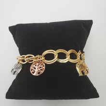 Load image into Gallery viewer, 18K ITALIAN GOLD PLATED 3 TONE BALL AND ELEPHANT BALL BRACELET
