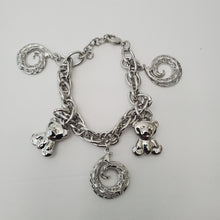 Load image into Gallery viewer, 18K ITALIAN WHITE GOLD PLATED TEDDY CHARM  BRACELET
