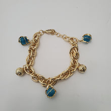 Load image into Gallery viewer, 18K ITALIAN GOLD PLATED TURQUOISE BLUE BALL CHARM  BRACELET
