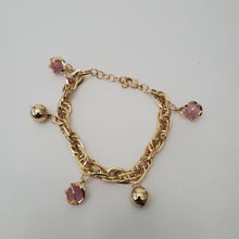 Load image into Gallery viewer, 18K ITALIAN GOLD PLATED LIGT PINK BALL CHARM  BRACELET
