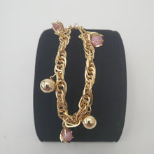 Load image into Gallery viewer, 18K ITALIAN GOLD PLATED LIGT PINK BALL CHARM  BRACELET
