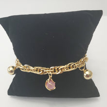 Load image into Gallery viewer, 18K ITALIAN GOLD PLATED LIGT PINK BALL CHARM  BRACELET
